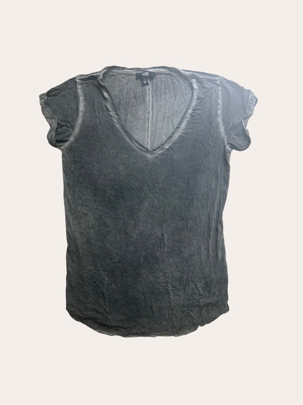 PAIGE Super Soft Gray Acid Wash V-Neck Tee Size S Made in USA